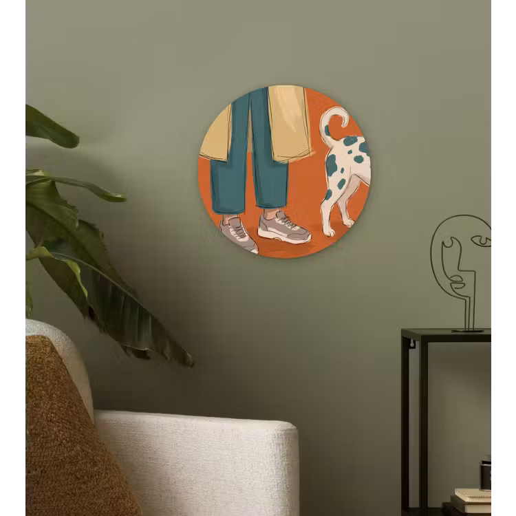 Wandcirkel - Glas - Persoon - Hond - Dieren - Illustratie - Modern — 3