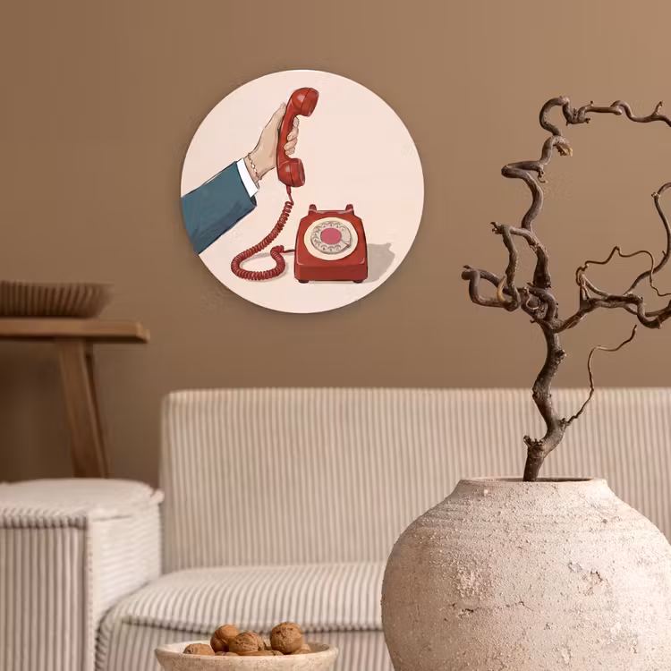 Wandcirkel - Glas - Telefoon - Hand - Vintage - Communicatie - Rood — 2