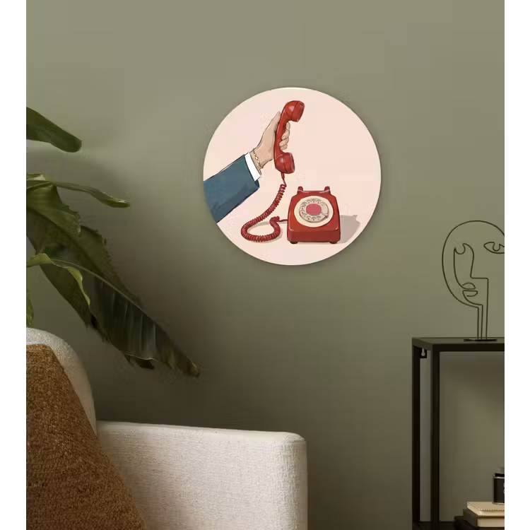 Wandcirkel - Glas - Telefoon - Hand - Vintage - Communicatie - Rood — 3