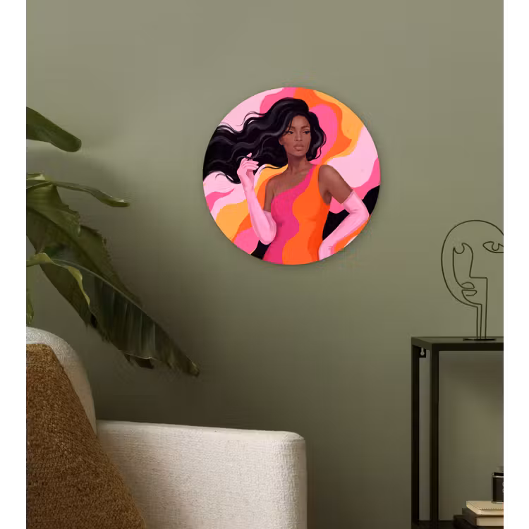 Wandcirkel - Glas - Vrouw - Portret - Kleurrijk - Modern - Kunst — 3