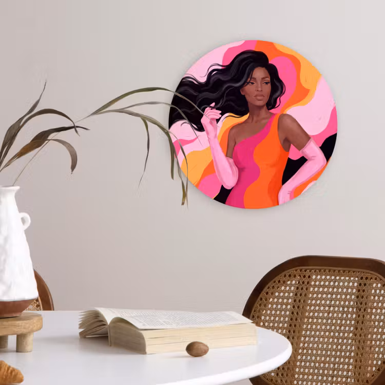 Wandcirkel - Glas - Vrouw - Portret - Kleurrijk - Modern - Kunst — 4