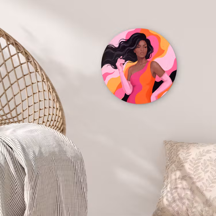 Wandcirkel - Glas - Vrouw - Portret - Kleurrijk - Modern - Kunst — 5