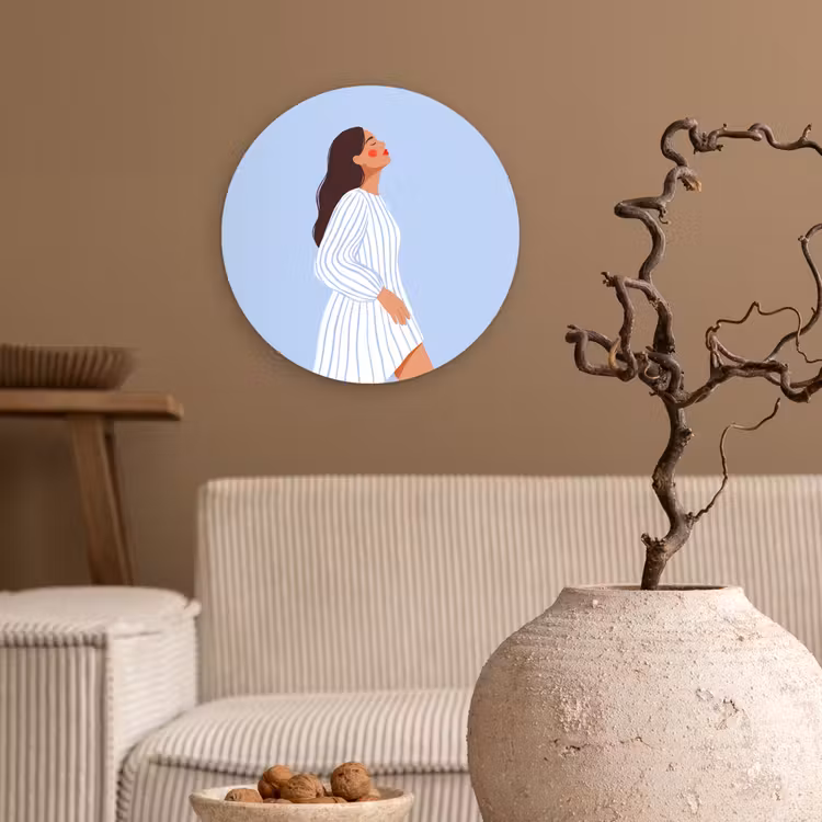 Wandcirkel - Glas - Vrouw - Profiel - Rust - Modern - Illustratie — 2