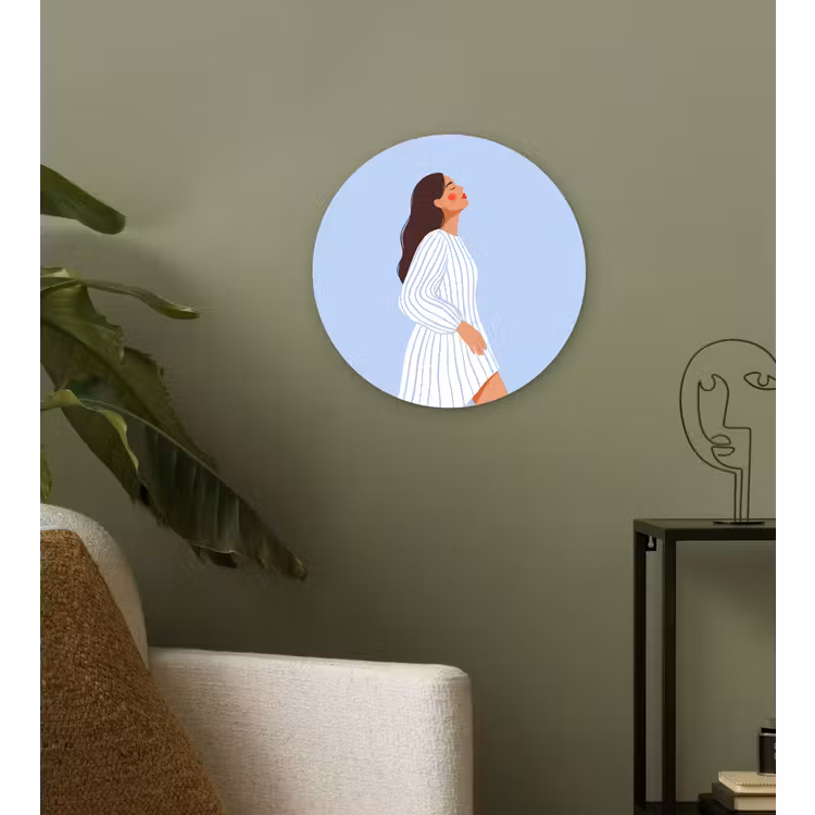 Wandcirkel - Glas - Vrouw - Profiel - Rust - Modern - Illustratie — 3
