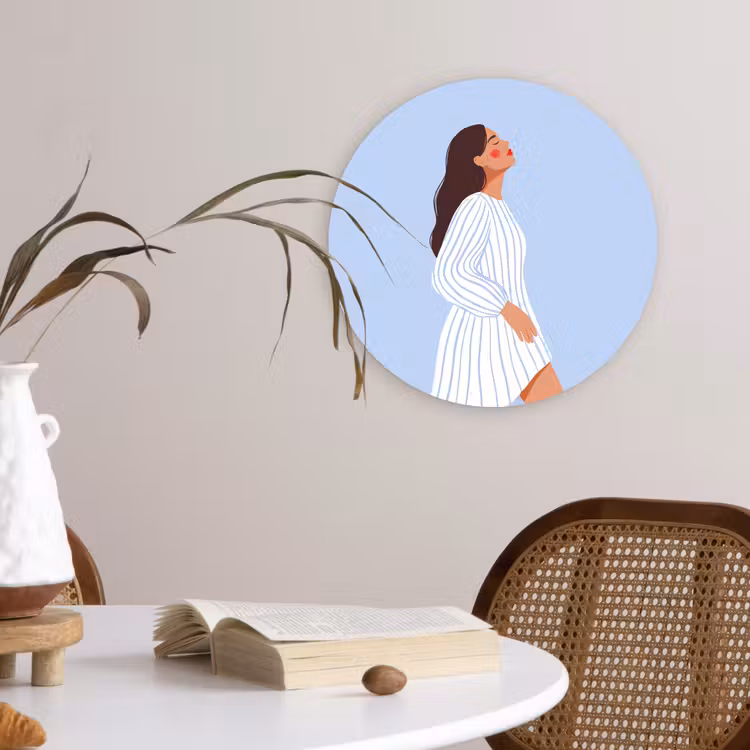 Wandcirkel - Glas - Vrouw - Profiel - Rust - Modern - Illustratie — 4