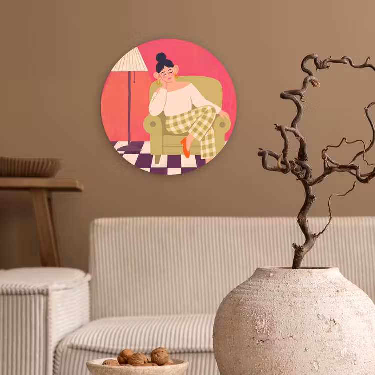 Wandcirkel - Glas - Vrouw - Rust - Interieur - Modern - Kunst — 2