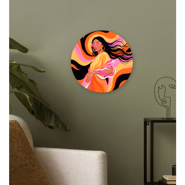 Wandcirkel - Glas - Vrouw - Zonnebril - Abstract - Kleurrijk — 3