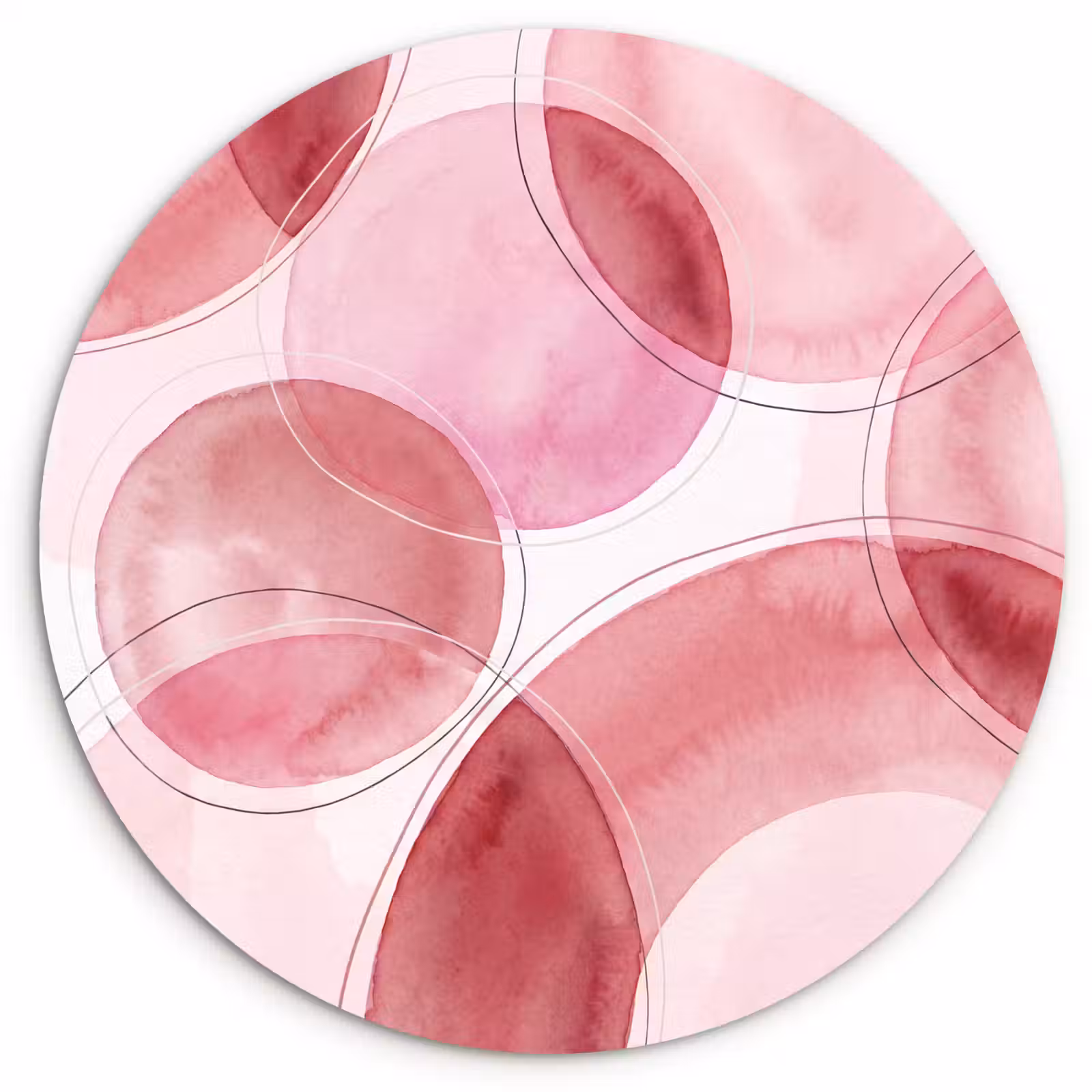 Wandcirkel - Glas - Abstract - Cirkels - Modern - Roze - Kunst — 1