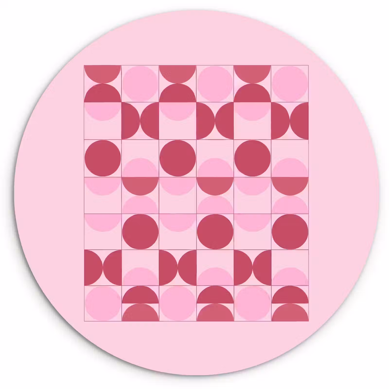 Wandcirkel - Glas - Abstract - Geometrisch - Cirkels - Roze - Modern — 1
