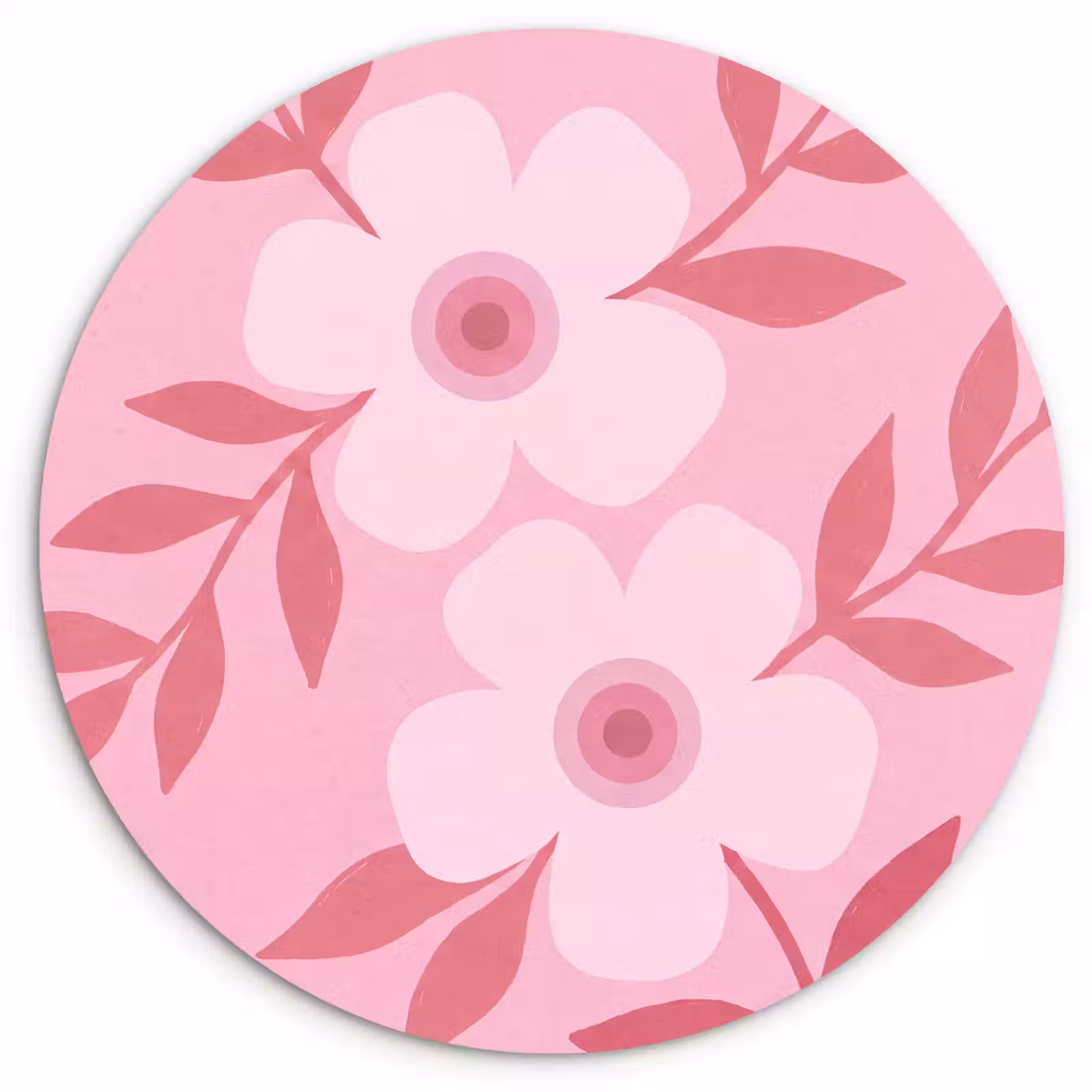 Wandcirkel - Glas - Bloemen - Abstract - Modern - Roze - Natuur — 1