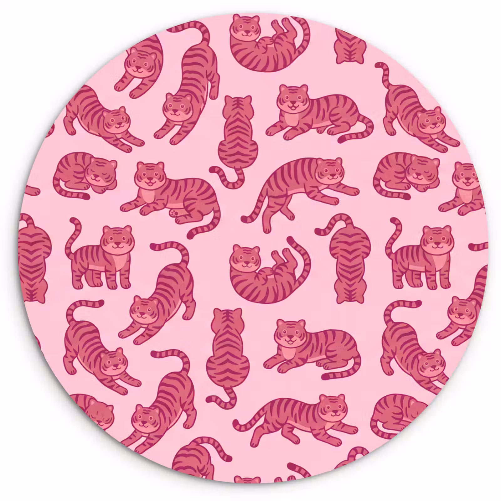 Wandcirkel - Glas - Dieren - Patroon - Roze - Speels - Cartoon — 1