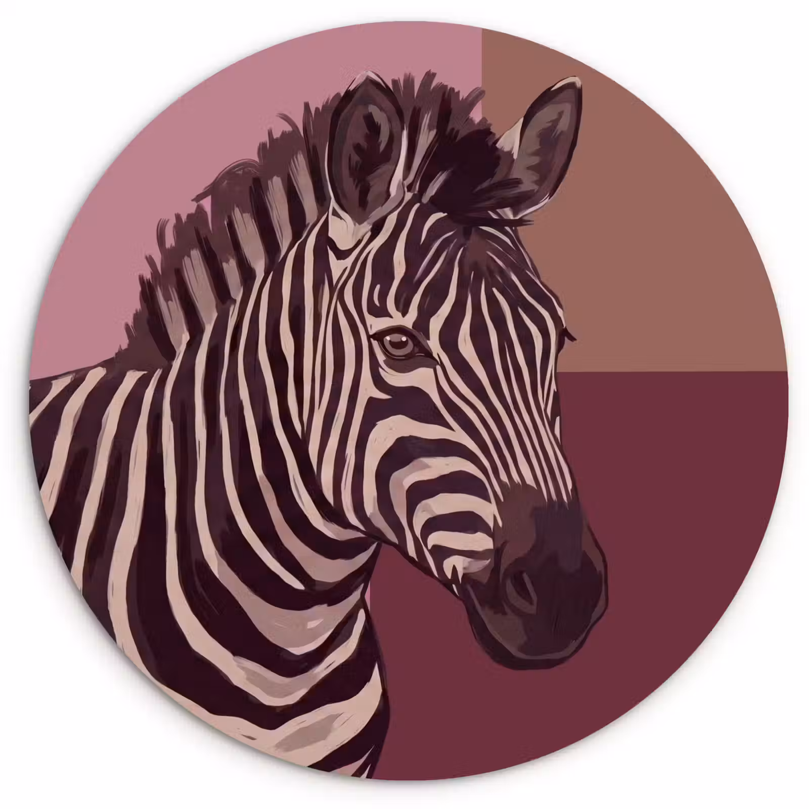 Wandcirkel - Glas - Dieren - Zebrahoofd - Wildlife - Modern - Bruin — 1