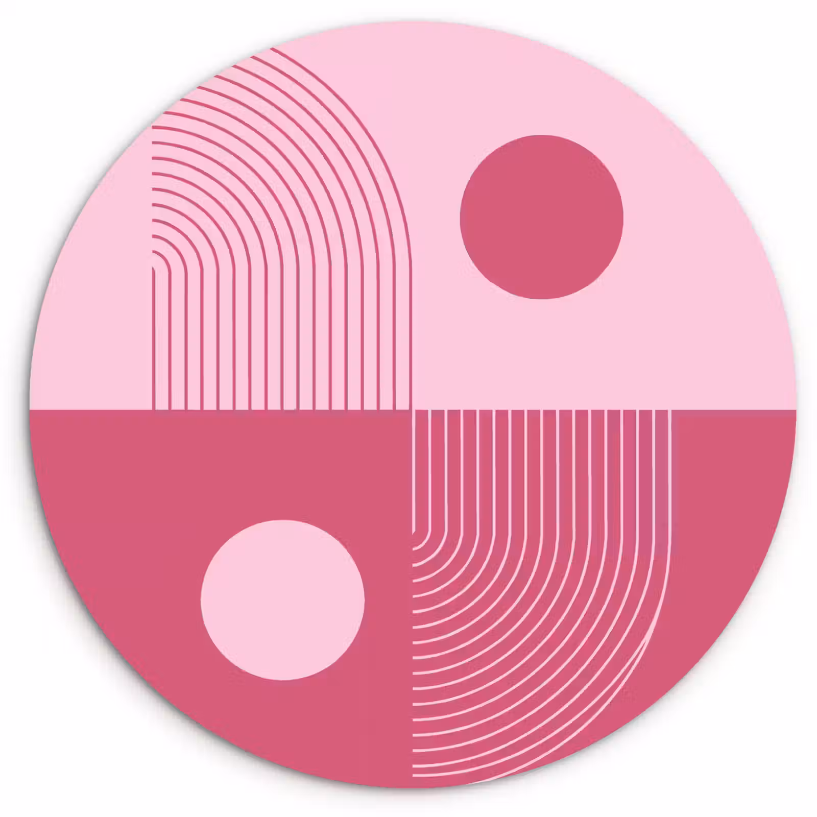 Wandcirkel - Glas - Geometrie - Patroon - Abstract - Roze - Modern — 1