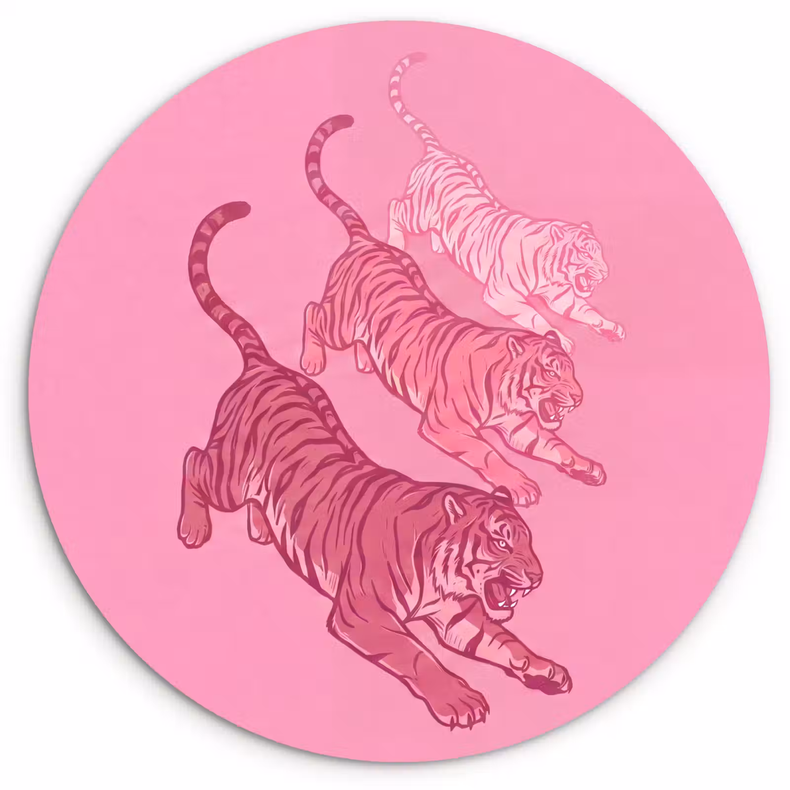 Wandcirkel - Glas - Kat - Springend - Dieren - Roze - Modern — 1