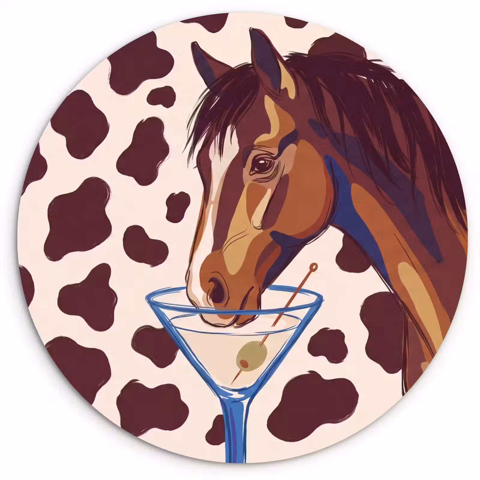 Wandcirkel - Glas - Paard - Martini - Dieren - Abstract - Bruin — 1