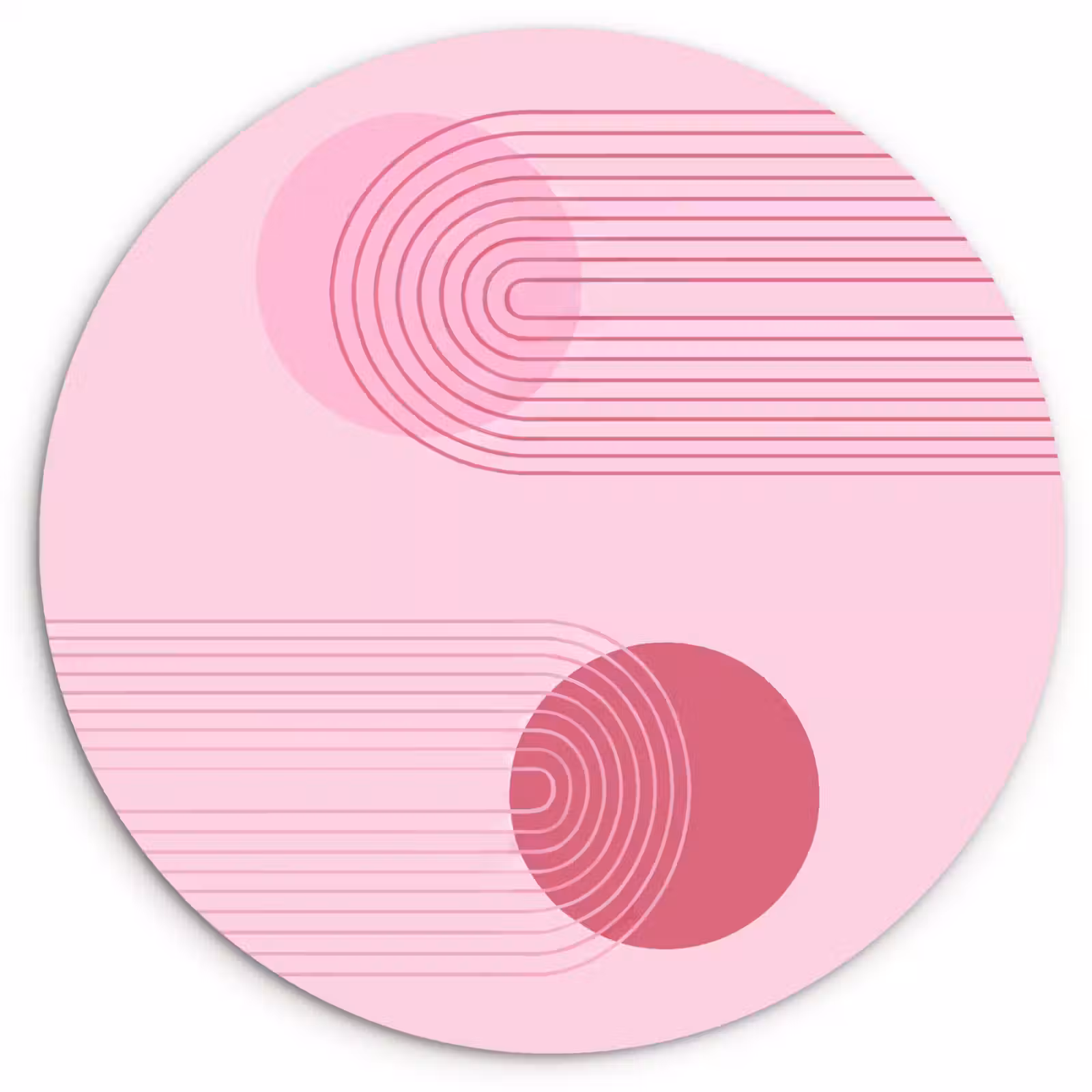 Wandcirkel - Glas - Vormen - Lijnen - Minimalistisch - Roze — 1