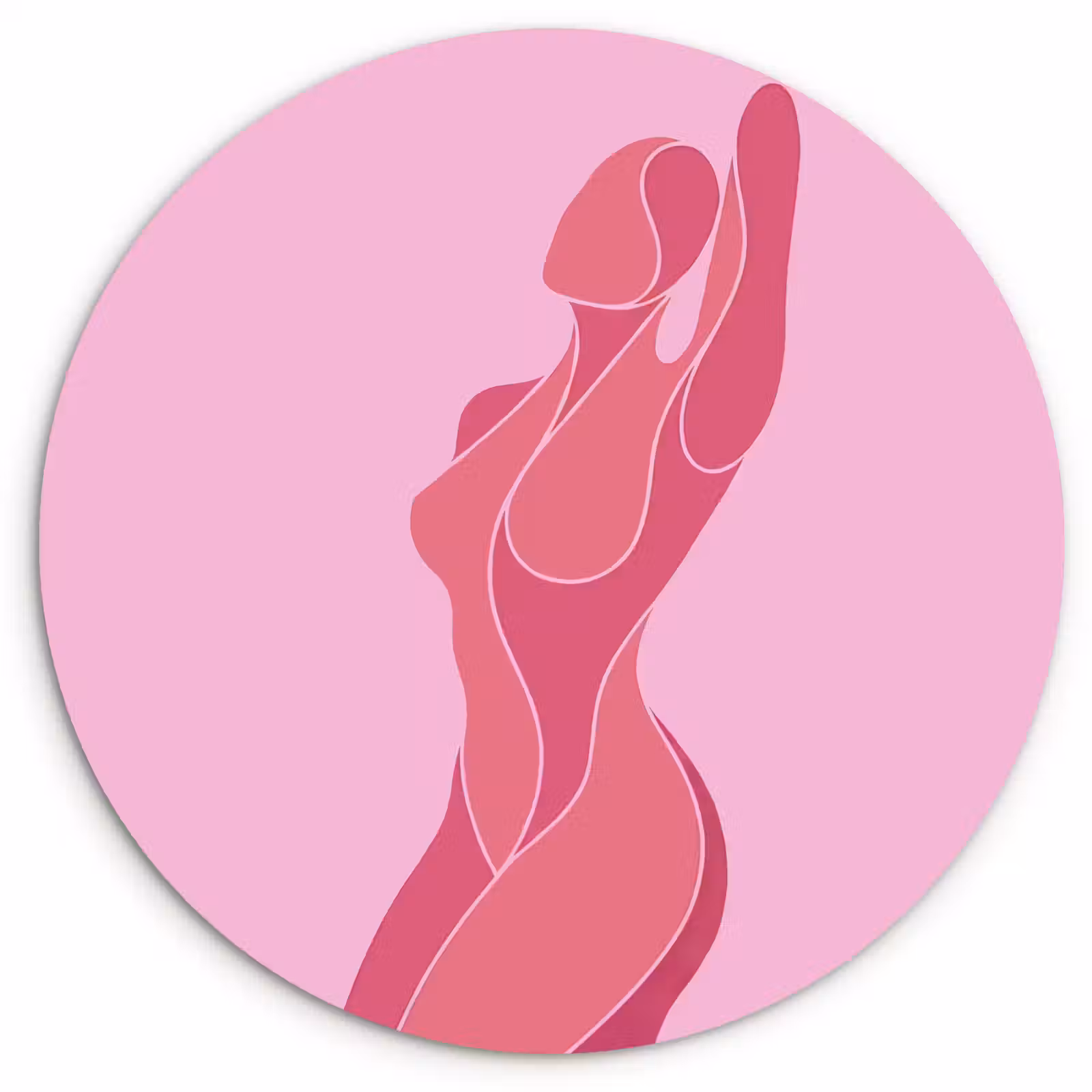 Wandcirkel - Glas - Vrouw - Lichaam - Abstract - Roze — 1