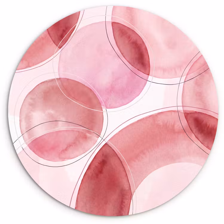 Wandcirkel - Glas - Abstract - Cirkels - Modern - Roze - Kunst — 1