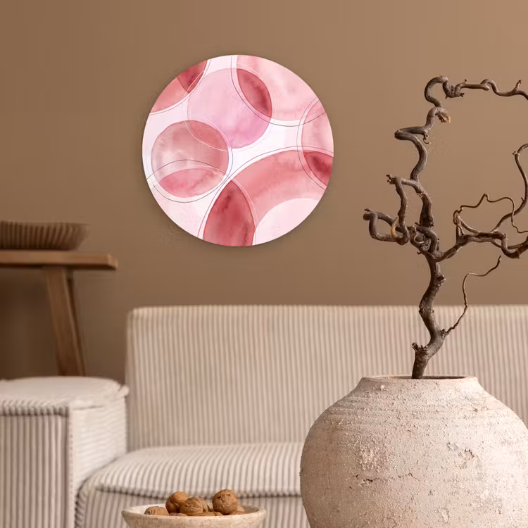 Wandcirkel - Glas - Abstract - Cirkels - Modern - Roze - Kunst — 2