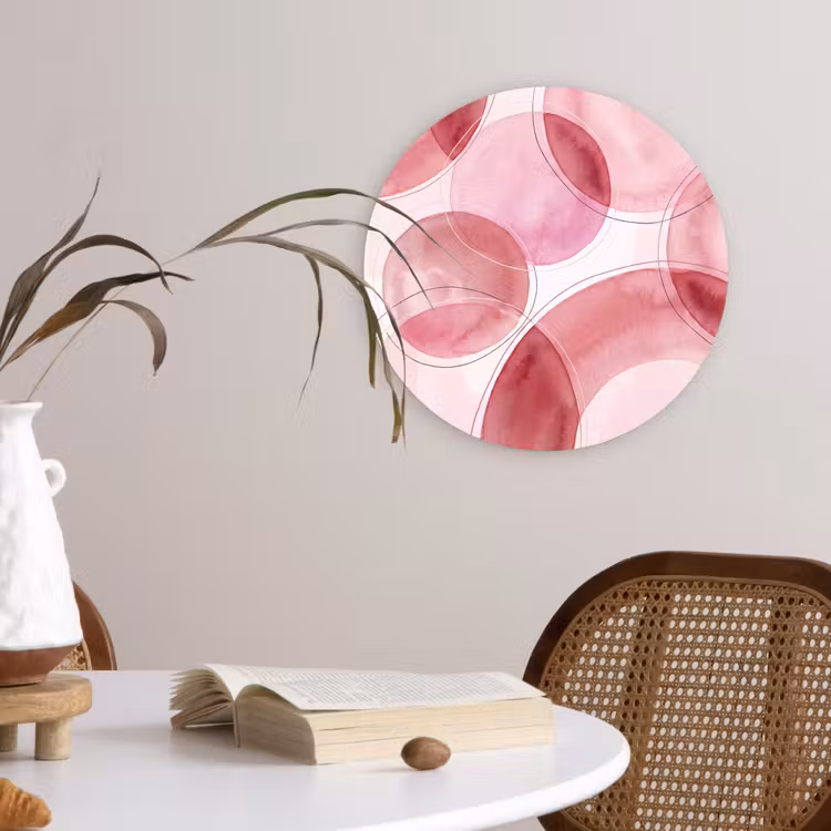 Wandcirkel - Glas - Abstract - Cirkels - Modern - Roze - Kunst — 4