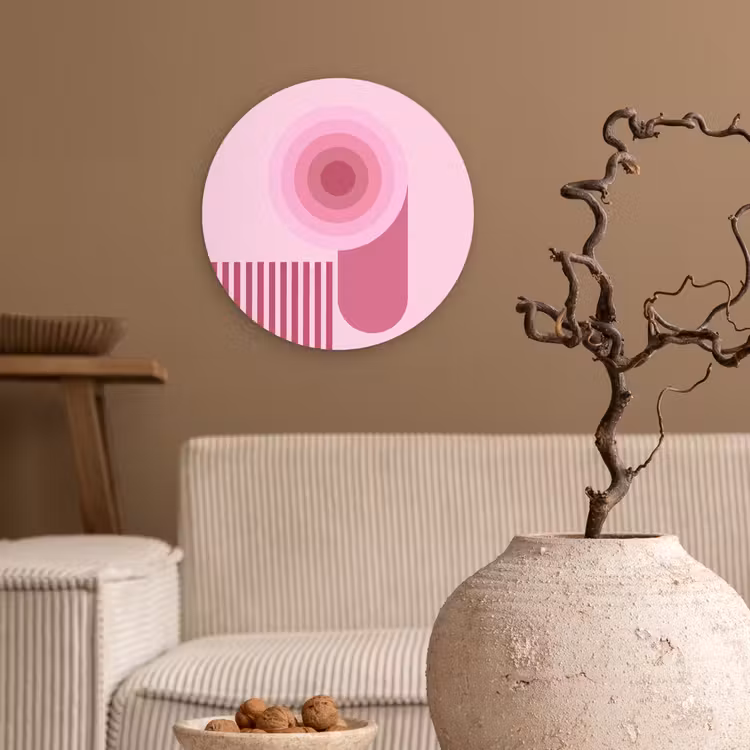 Wandcirkel - Glas - Abstract - Cirkels - Strepen - Modern - Roze — 2