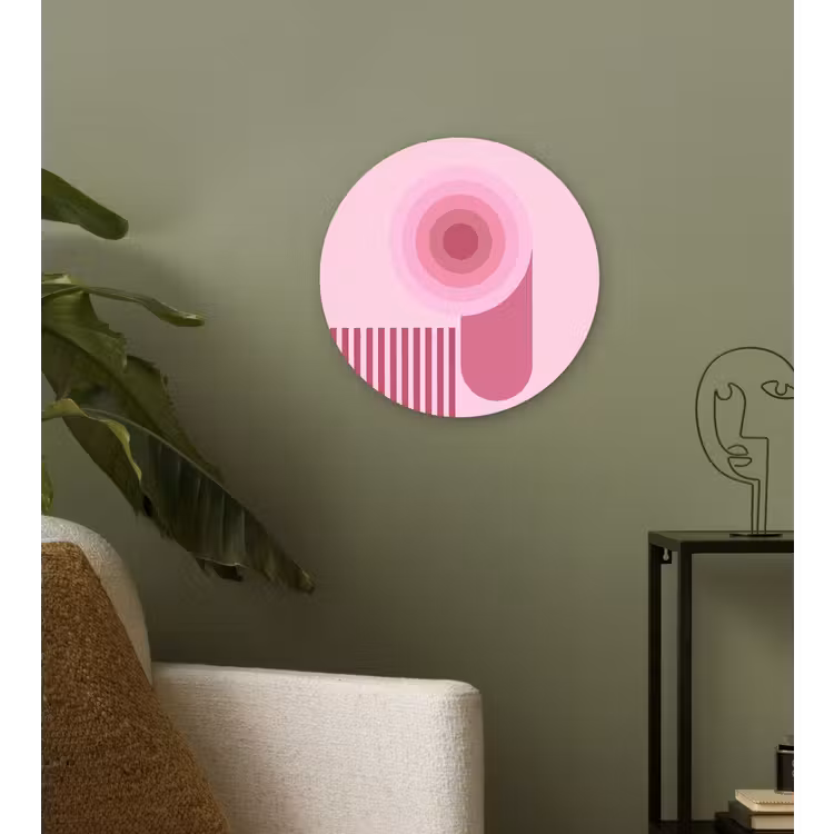 Wandcirkel - Glas - Abstract - Cirkels - Strepen - Modern - Roze — 3