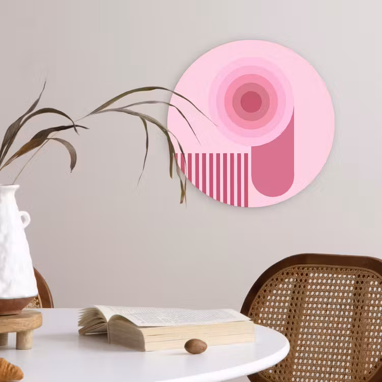 Wandcirkel - Glas - Abstract - Cirkels - Strepen - Modern - Roze — 4