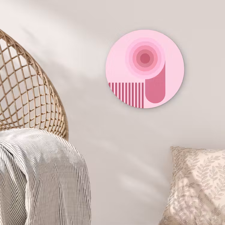 Wandcirkel - Glas - Abstract - Cirkels - Strepen - Modern - Roze — 5