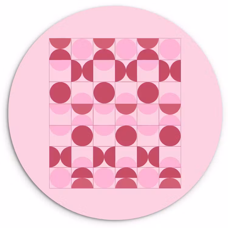 Wandcirkel - Glas - Abstract - Geometrisch - Cirkels - Roze - Modern — 1