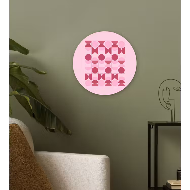 Wandcirkel - Glas - Abstract - Geometrisch - Cirkels - Roze - Modern — 3
