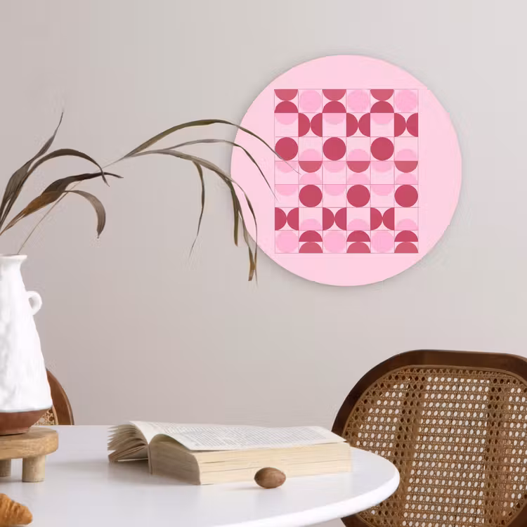 Wandcirkel - Glas - Abstract - Geometrisch - Cirkels - Roze - Modern — 4
