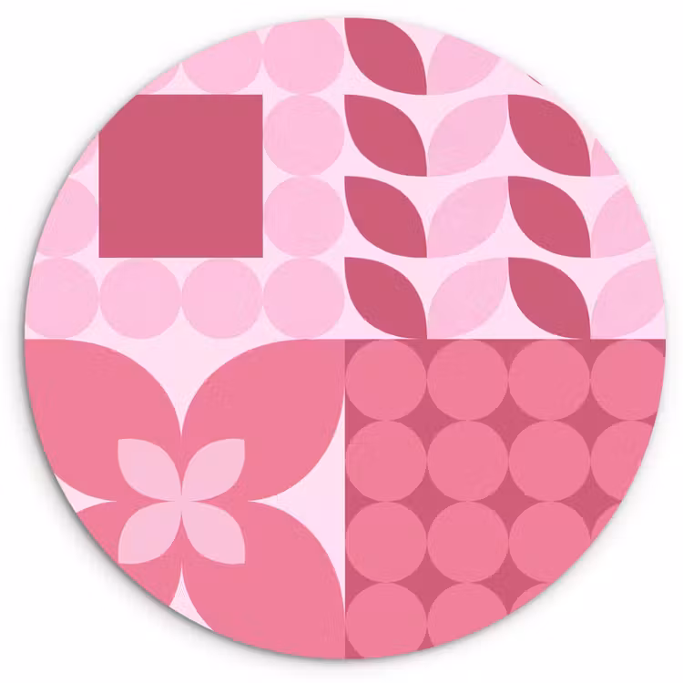 Wandcirkel - Glas - Abstract - Geometrisch - Patroon - Modern - Roze — 1