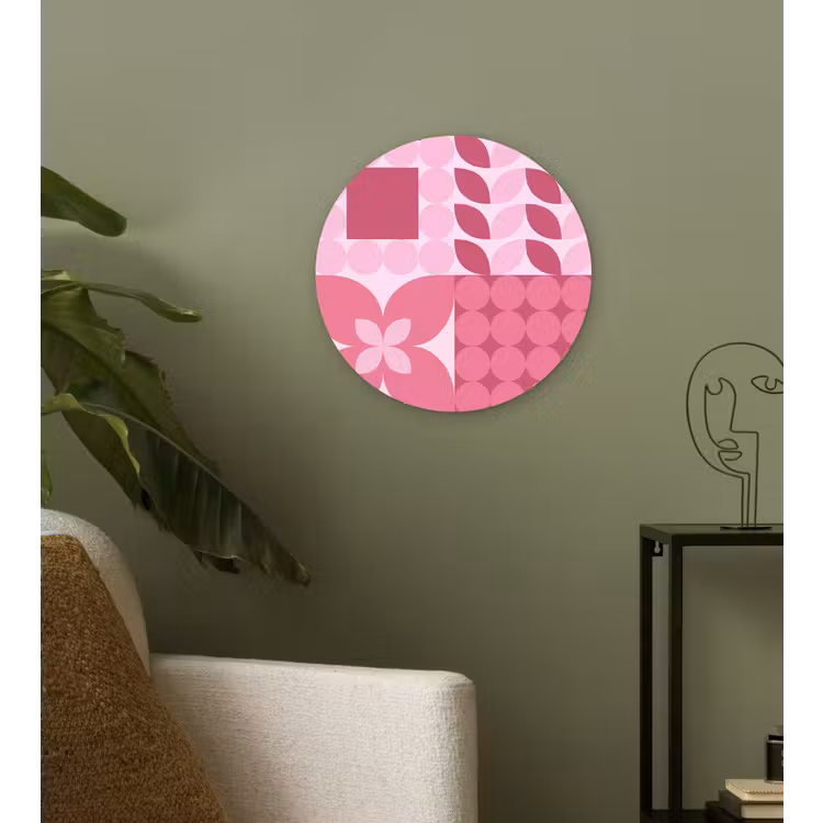 Wandcirkel - Glas - Abstract - Geometrisch - Patroon - Modern - Roze — 3