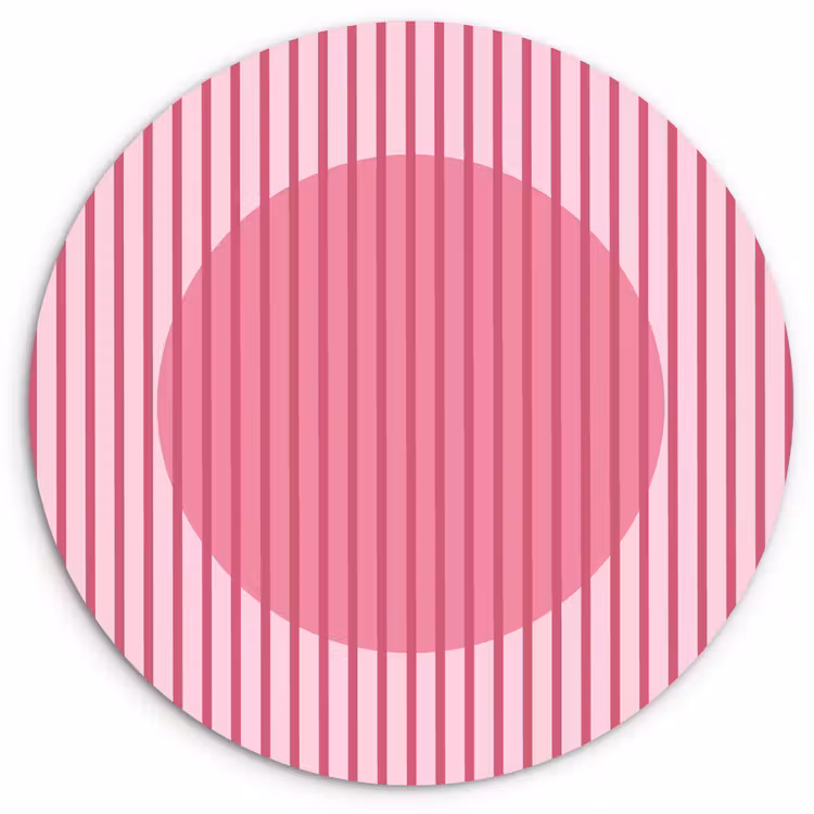 Wandcirkel - Glas - Abstract - Strepen - Ovaal - Roze - Modern — 1