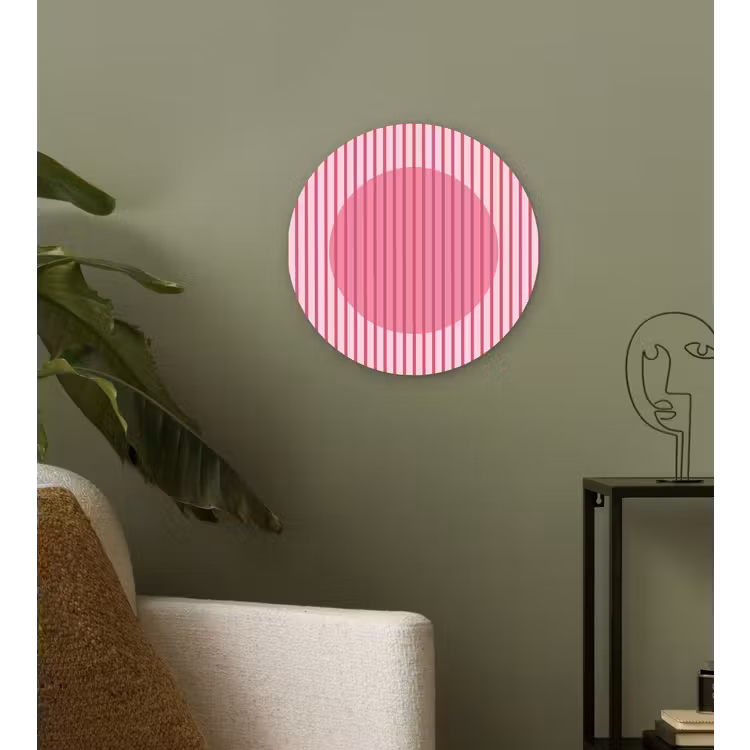 Wandcirkel - Glas - Abstract - Strepen - Ovaal - Roze - Modern — 3