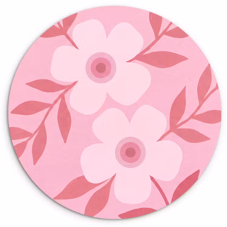 Wandcirkel - Glas - Bloemen - Abstract - Modern - Roze - Natuur — 1