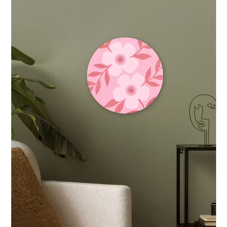 Wandcirkel - Glas - Bloemen - Abstract - Modern - Roze - Natuur — 3