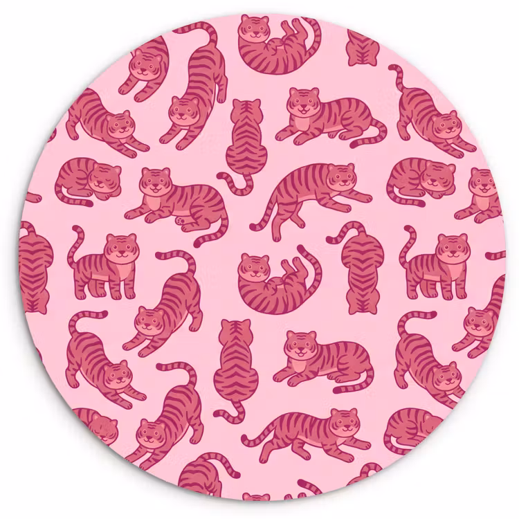 Wandcirkel - Glas - Dieren - Patroon - Roze - Speels - Cartoon — 1