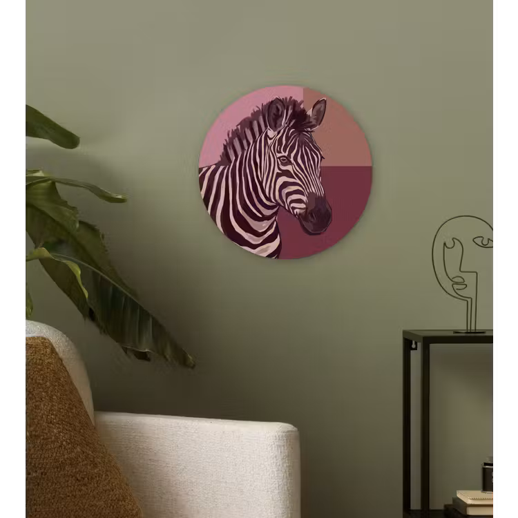 Wandcirkel - Glas - Dieren - Zebrahoofd - Wildlife - Modern - Bruin — 3
