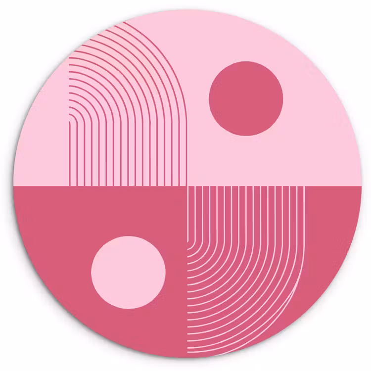 Wandcirkel - Glas - Geometrie - Patroon - Abstract - Roze - Modern — 1