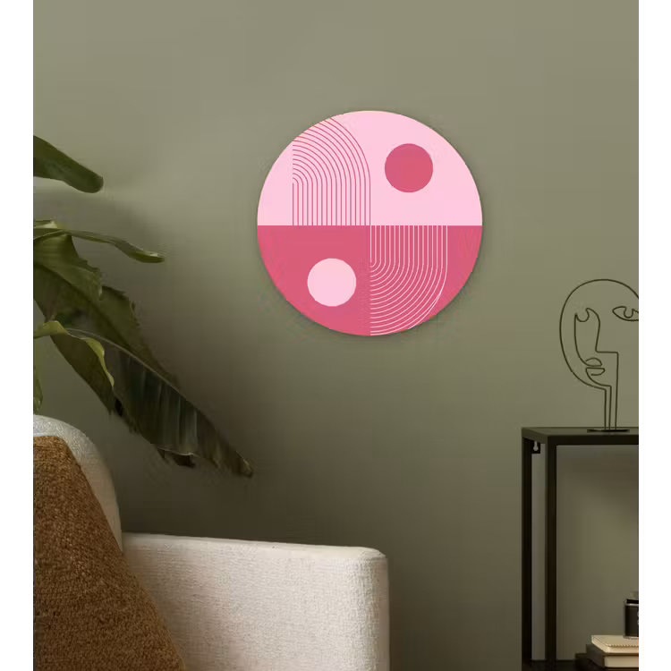 Wandcirkel - Glas - Geometrie - Patroon - Abstract - Roze - Modern — 3