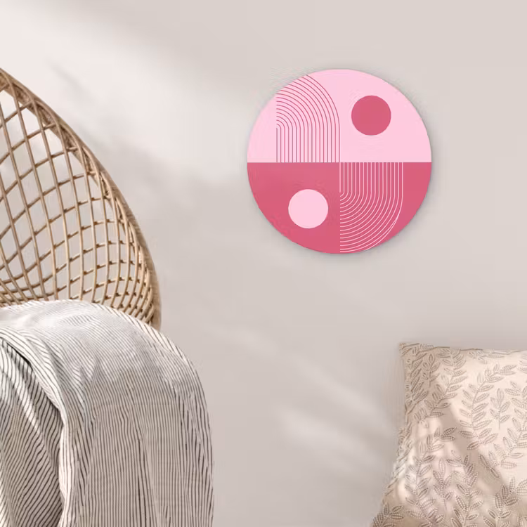 Wandcirkel - Glas - Geometrie - Patroon - Abstract - Roze - Modern — 5
