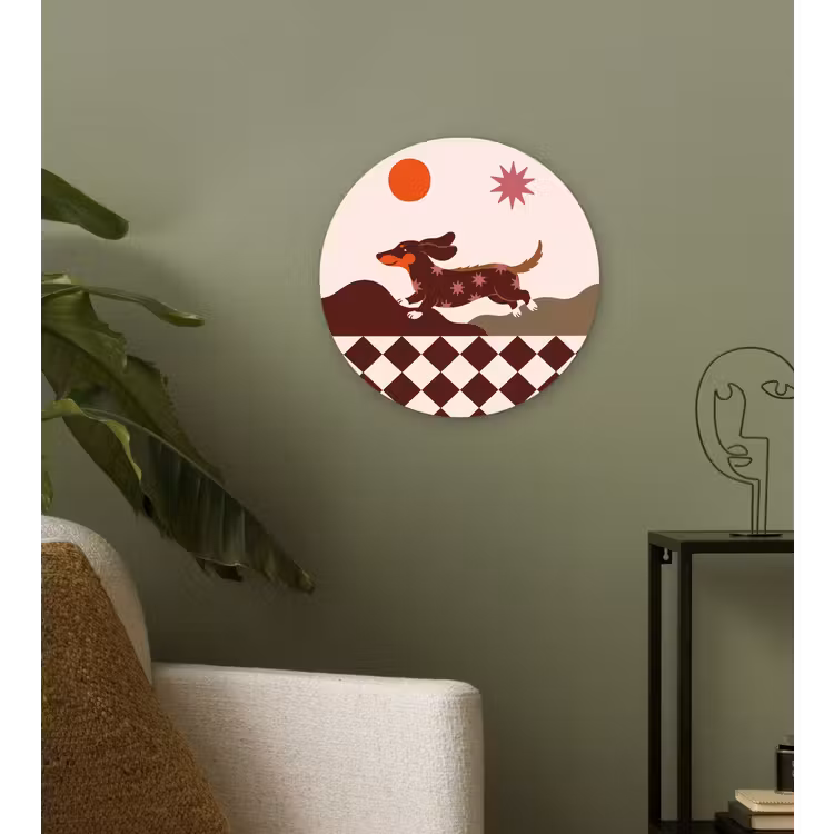 Wandcirkel - Glas - Hond - Abstract - Dieren - Modern - Bruin — 3
