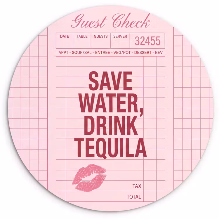 Wandcirkel - Glas - Humor - Drank - Tekst - Roze — 1