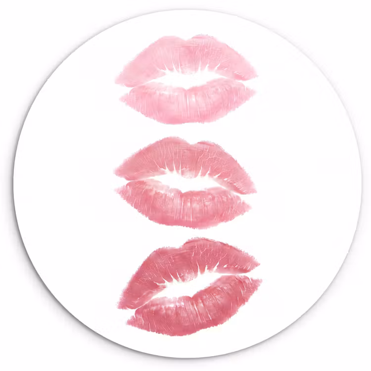 Wandcirkel - Glas - Lippen - Kusafdruk - Roze - Modern - Abstract — 1