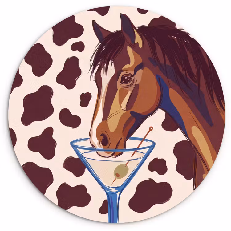 Wandcirkel - Glas - Paard - Martini - Dieren - Abstract - Bruin — 1