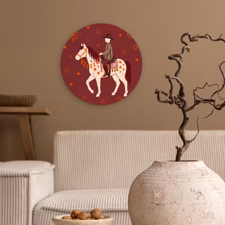 Wandcirkel - Glas - Paard - Ruiter - Sterren - Nacht - Illustratie — 2