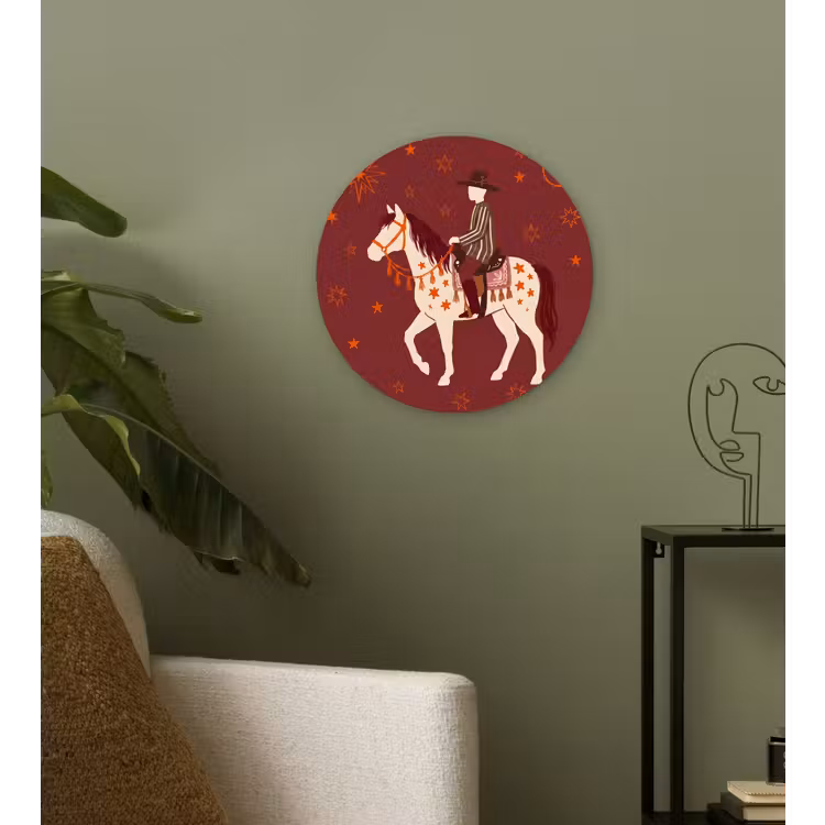 Wandcirkel - Glas - Paard - Ruiter - Sterren - Nacht - Illustratie — 3