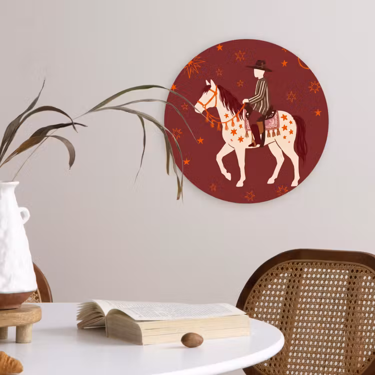 Wandcirkel - Glas - Paard - Ruiter - Sterren - Nacht - Illustratie — 4