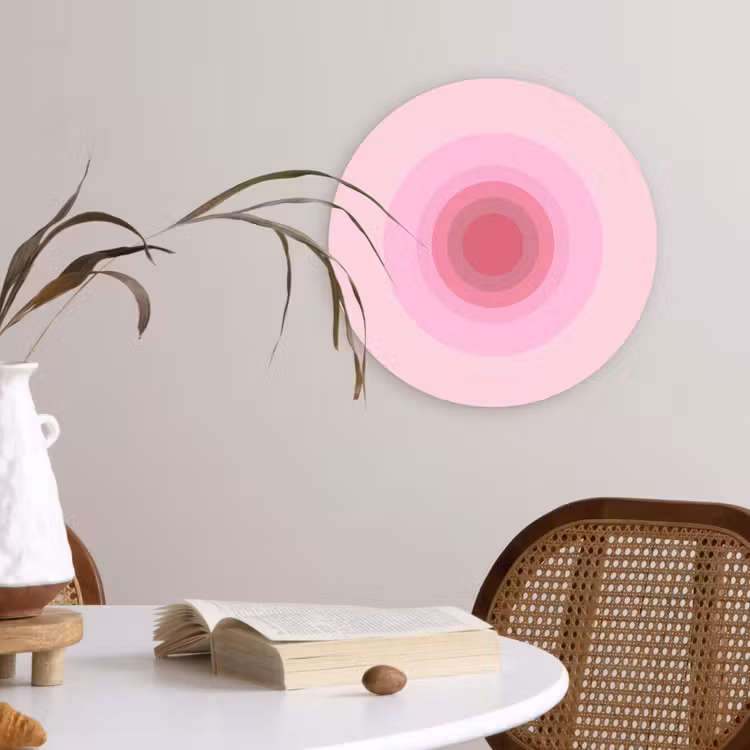 Wandcirkel - Glas - Patroon - Cirkels - Abstract - Roze - Modern — 4